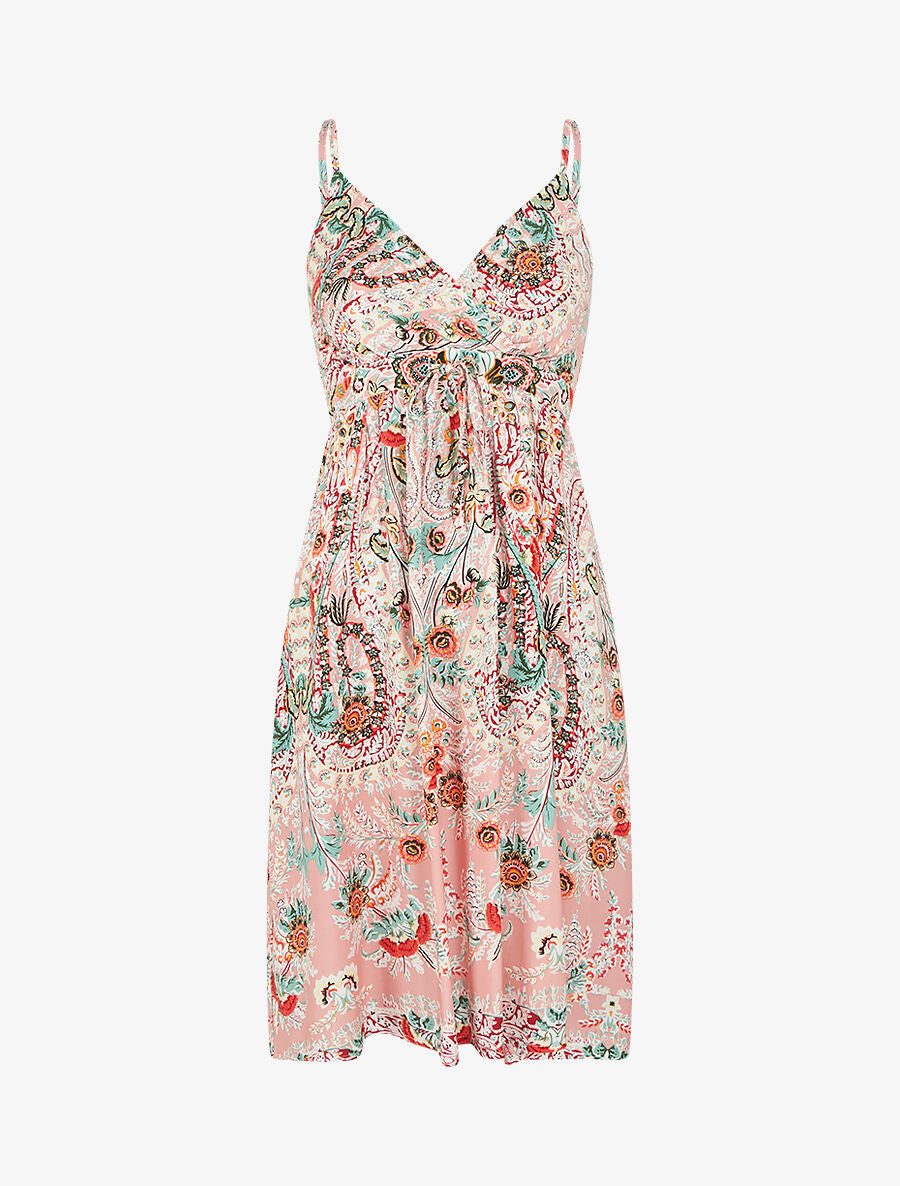 Robe courte à imprimé fleuri - Rose - 1