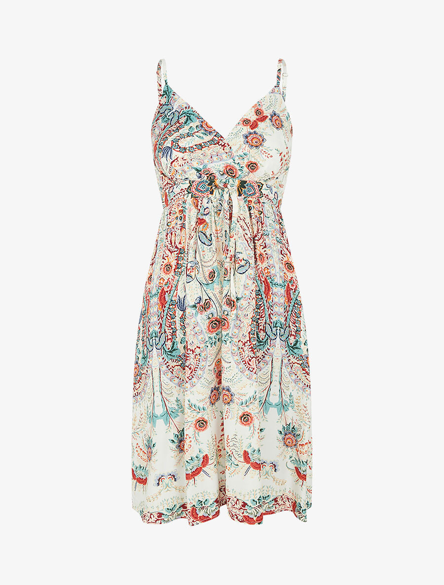 Robe courte à imprimé fleuri - Blanc - 1