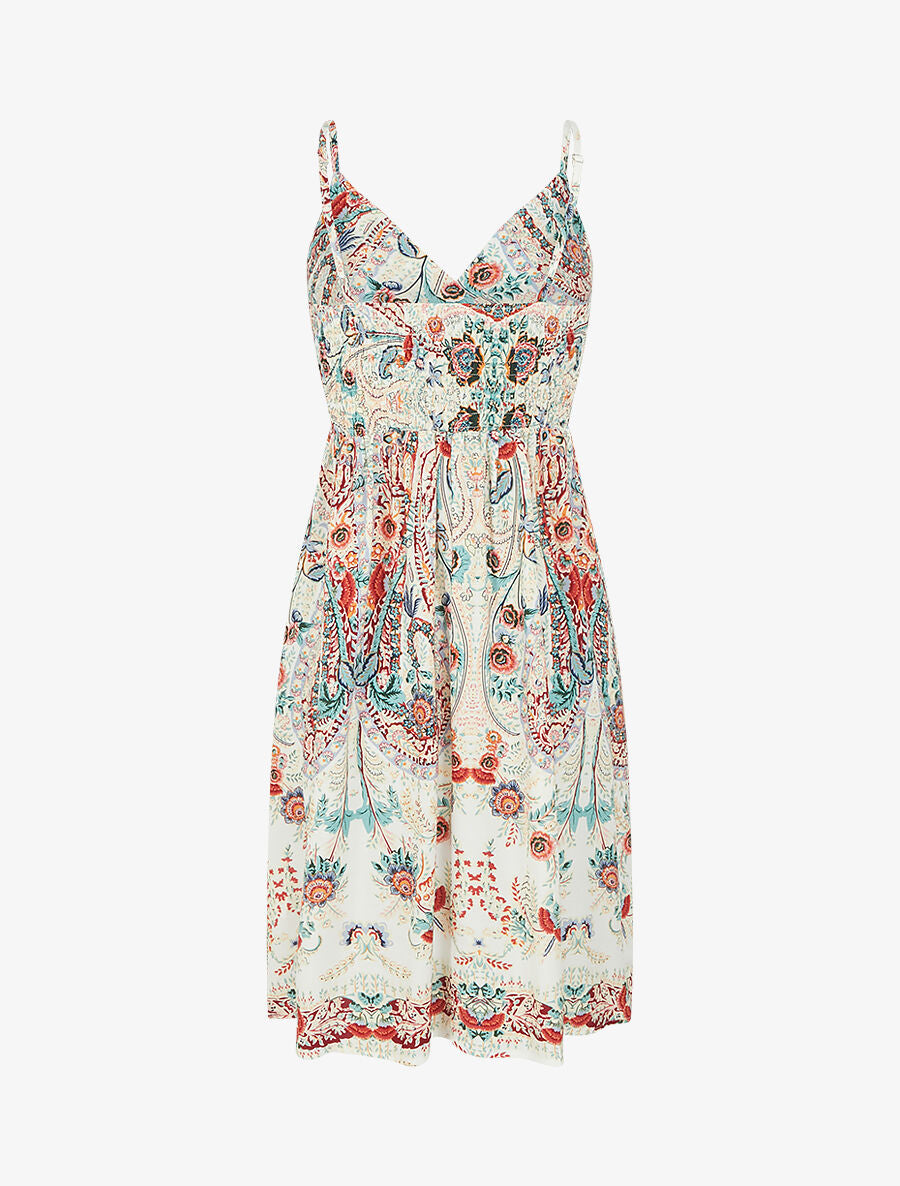 Robe courte à imprimé fleuri - Blanc - 2