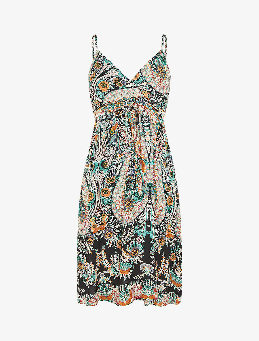 Robe courte à imprimé fleuri - Bleu nuit - 1