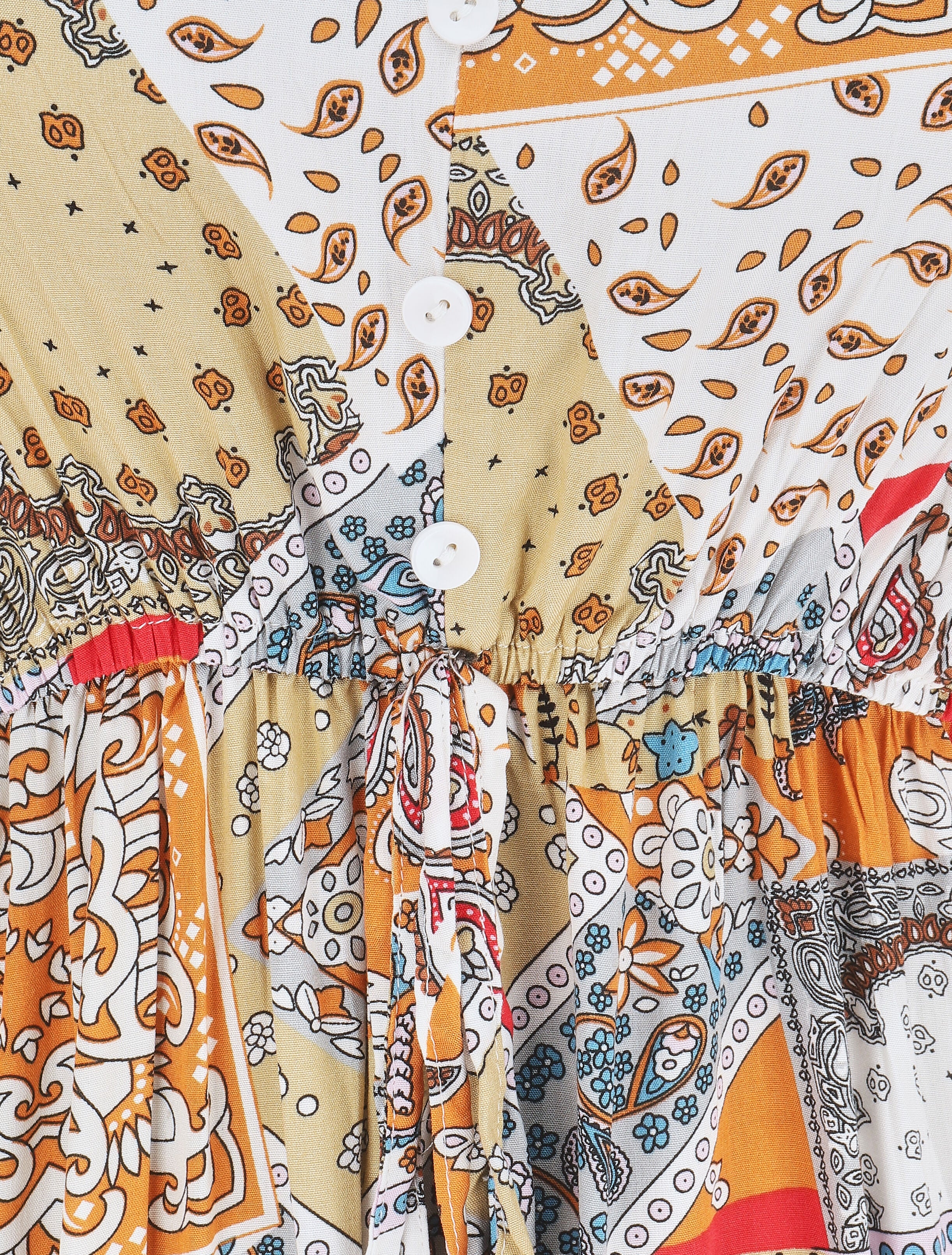 Robe longue motif patchwork à fines bretelles - Beige - 3
