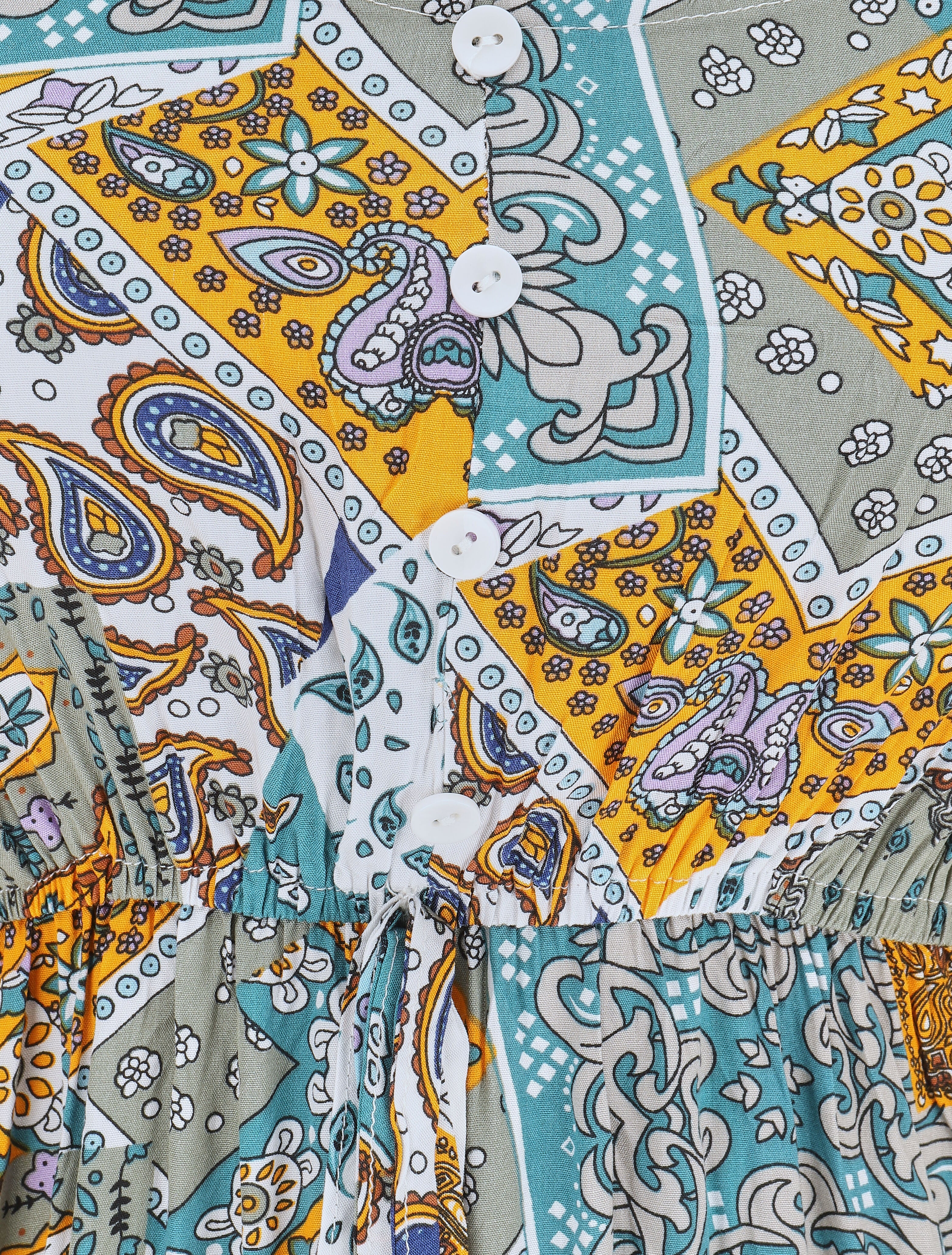 Robe longue motif patchwork à fines bretelles - Kaki - 3