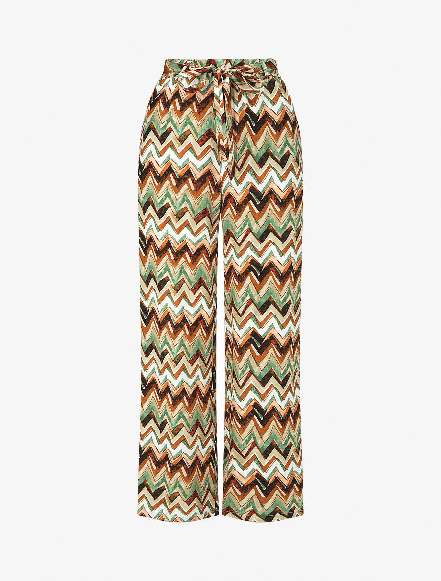 Pantalon fluide à imprimé zigzag - Vert - 4