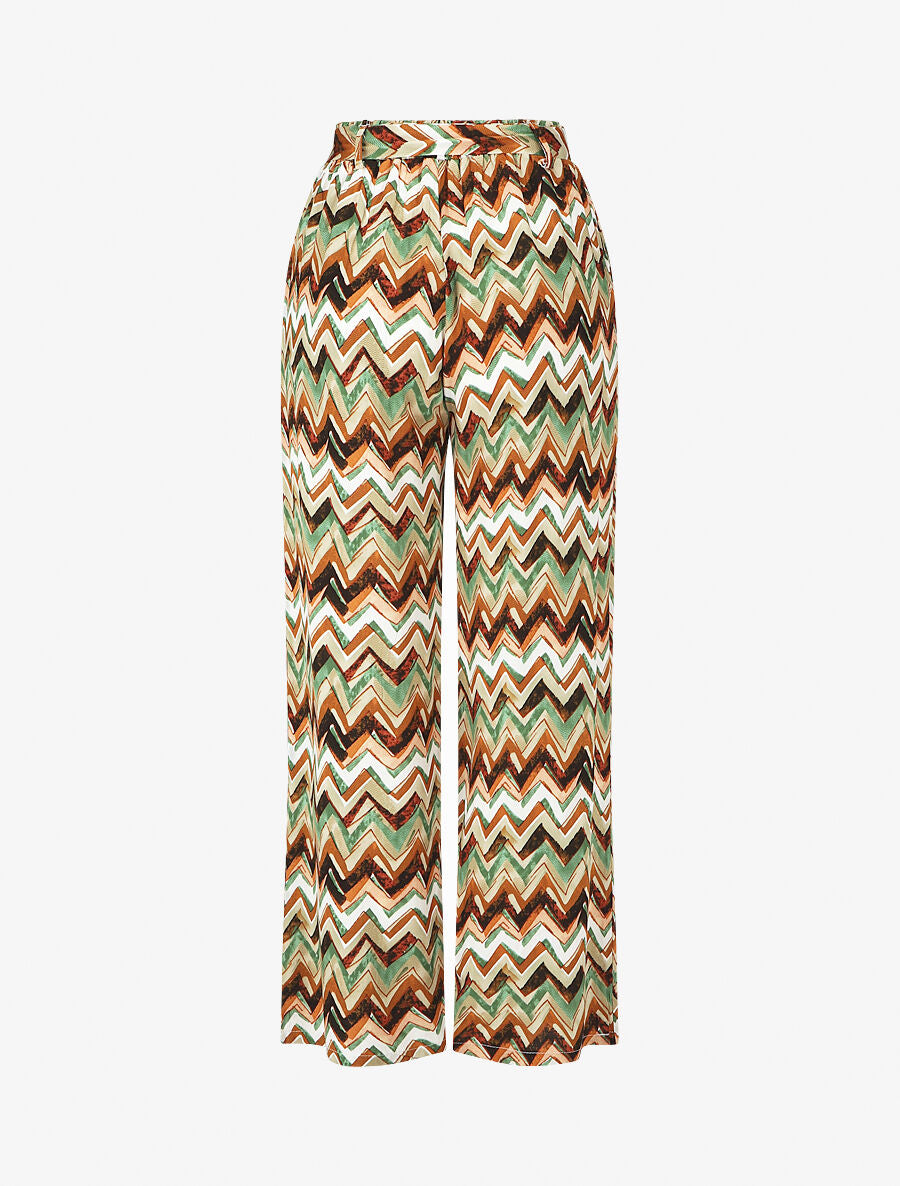 Pantalon fluide à imprimé zigzag - Vert - 2
