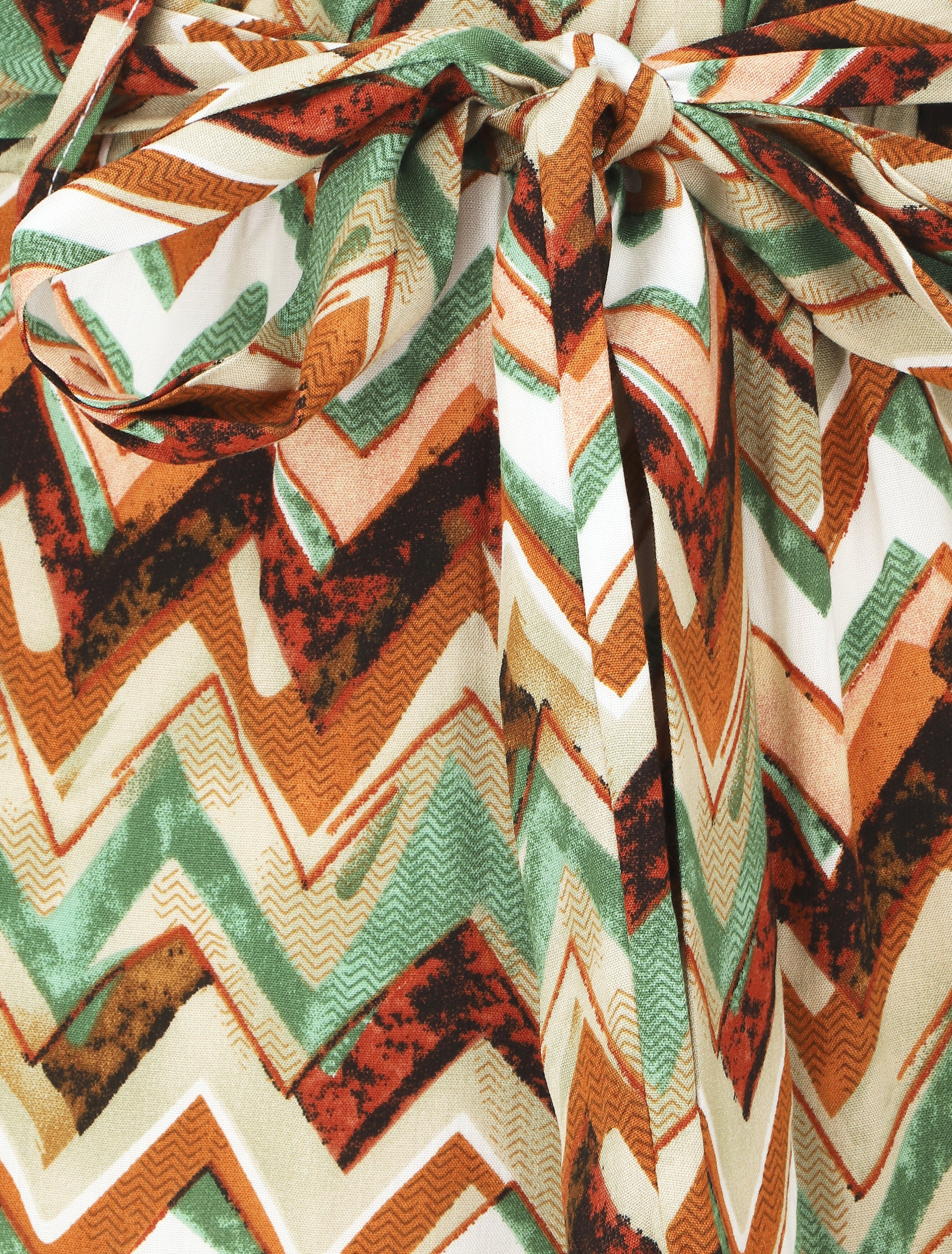 Pantalon fluide à imprimé zigzag - Vert - 3