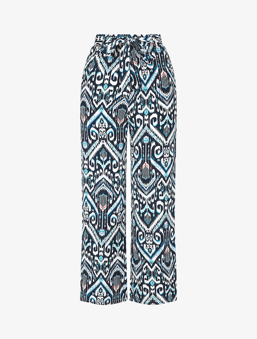 Pantalon fluide à imprimé aztèque - Marine - 1