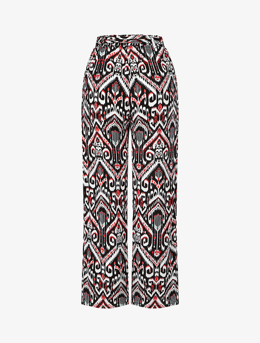 Pantalon fluide à imprimé aztèque - Noir - 2