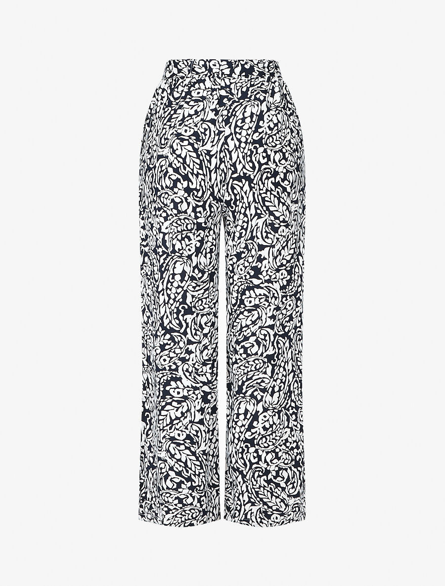 Pantalon fluide à imprimé foulard - Marine - 2