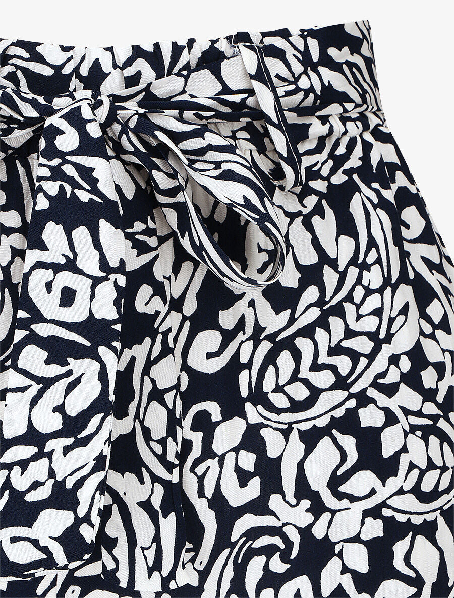 Pantalon fluide à imprimé foulard - Marine - 3