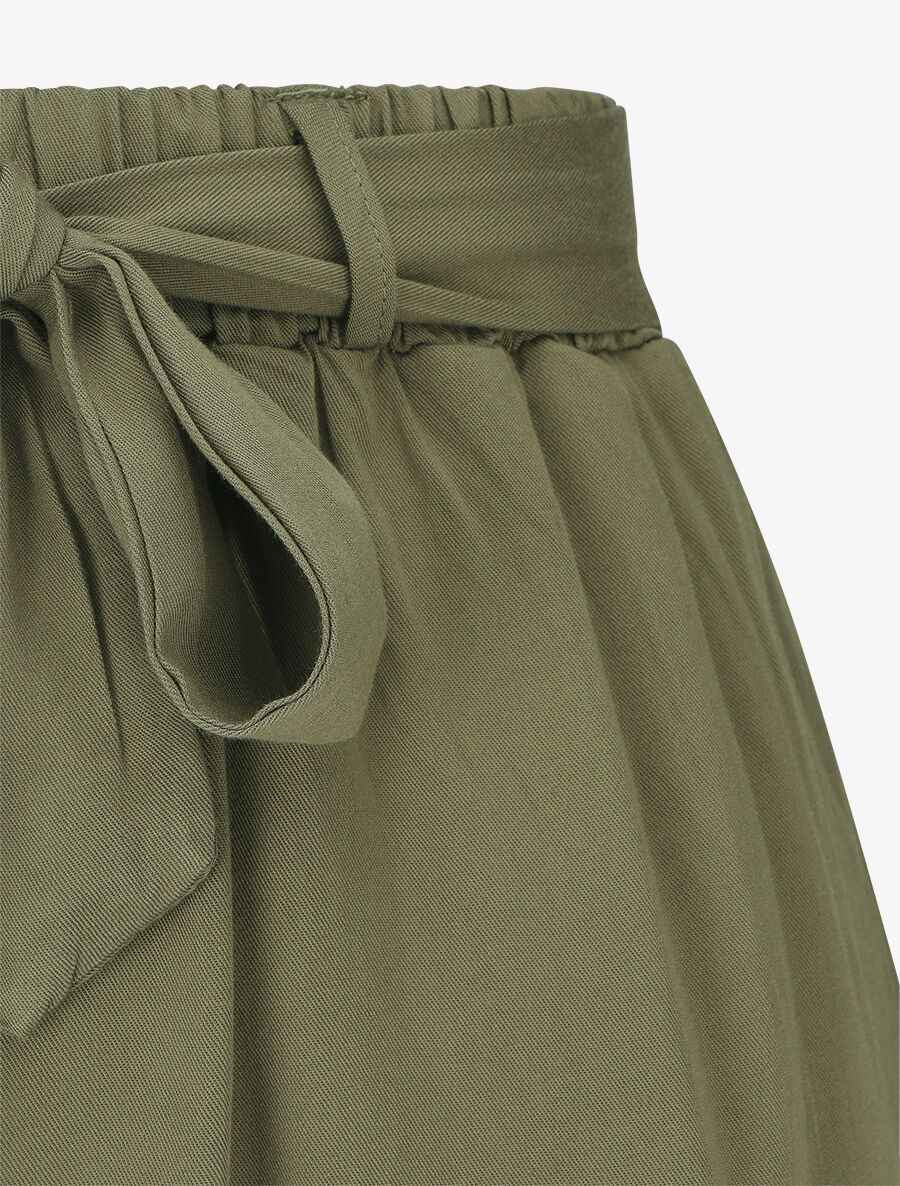 Short fluide uni et ceinturé - Kaki - 3