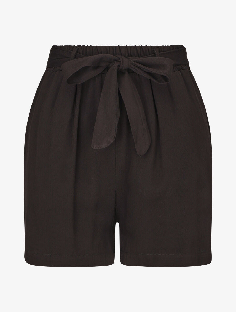 Short fluide uni et ceinturé - Noir - 4