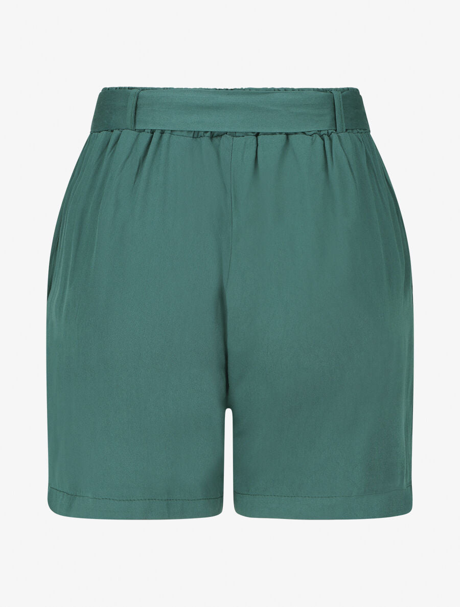 Short fluide uni et ceinturé - Vert - 2