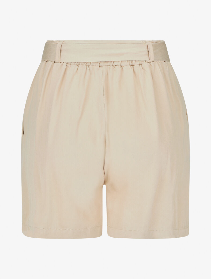 Short fluide uni et ceinturé - Beige - 2