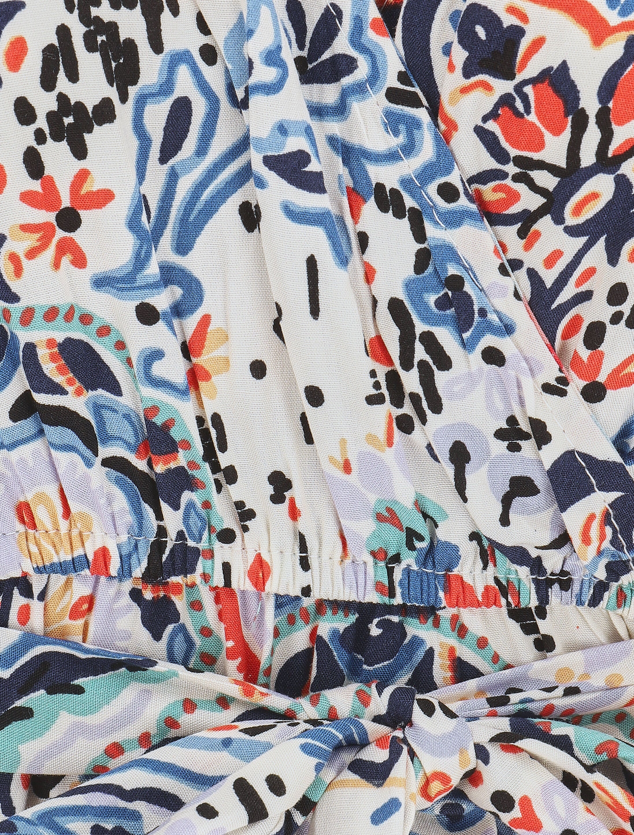 Robe longues motif floral à mancherons - Marine - 3
