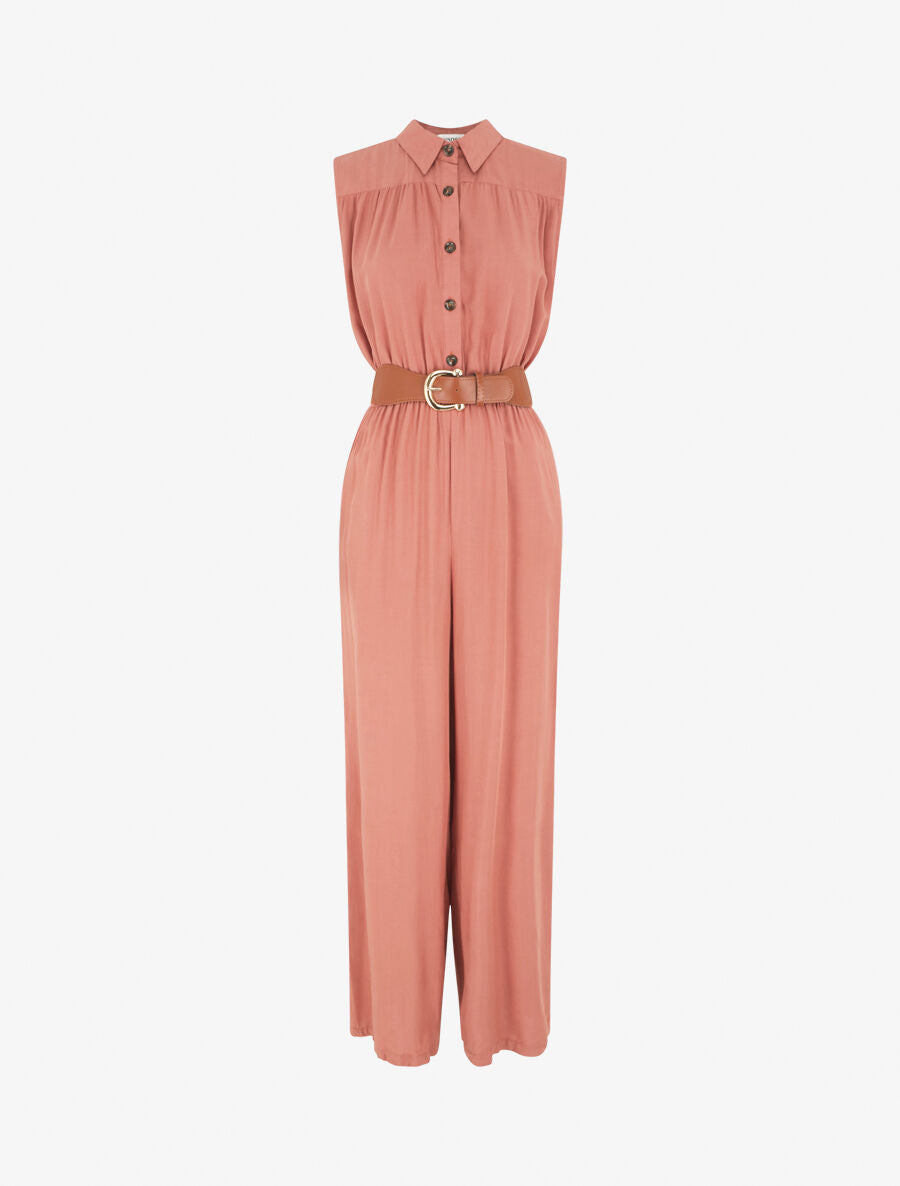 Combinaison ample sans manches unie - Vieux rose - 1
