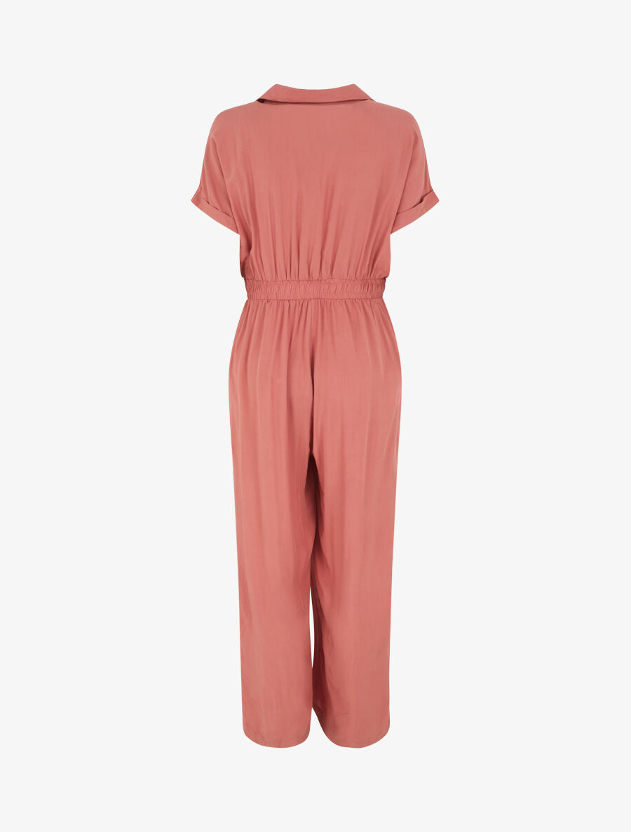Combinaison ample style chemise manches courtes - Vieux rose - 2