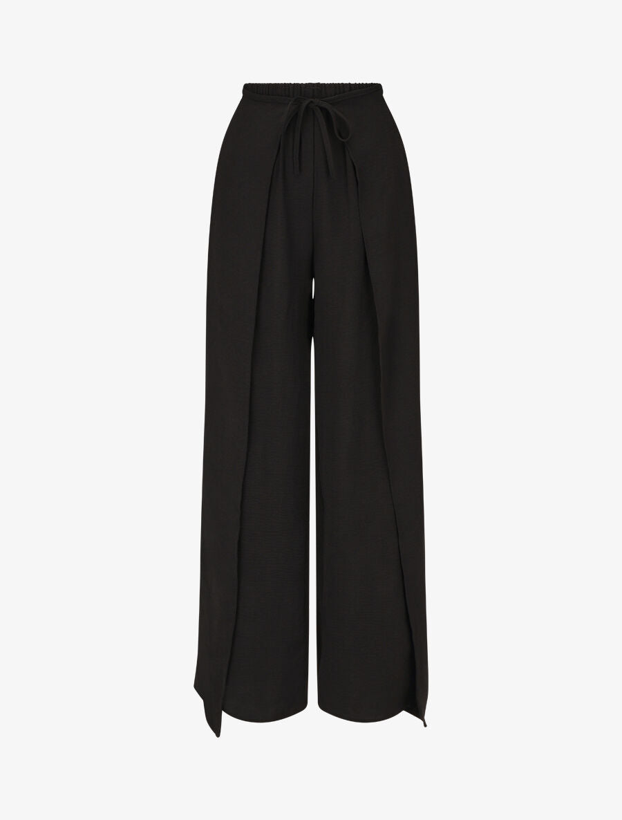 Pantalon coupe droite à pans superposés - Noir - 4