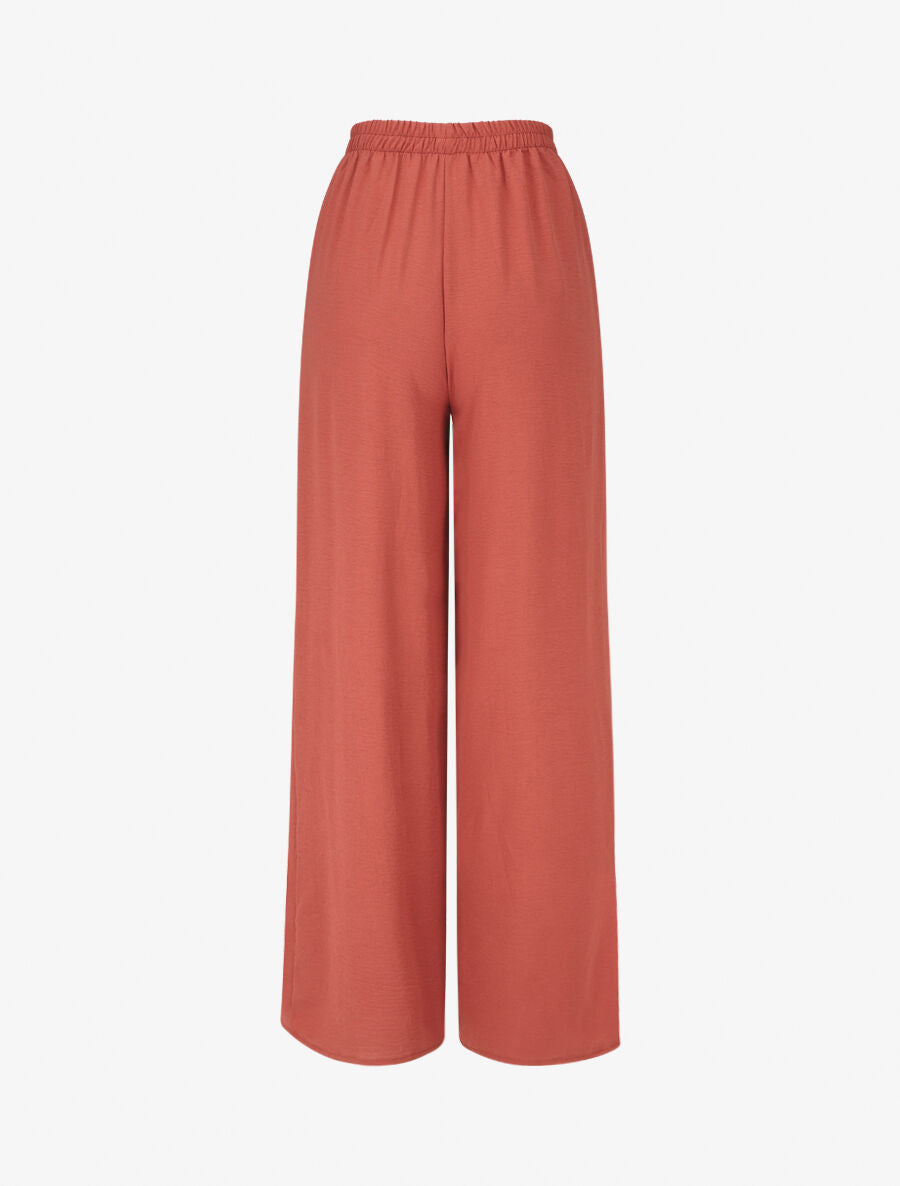Pantalon coupe droite à pans superposés - Corail - 2