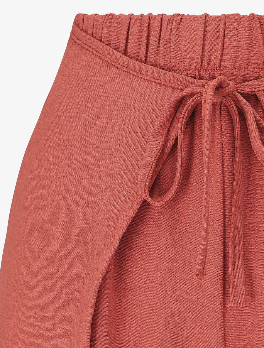 Pantalon coupe droite à pans superposés - Corail - 3
