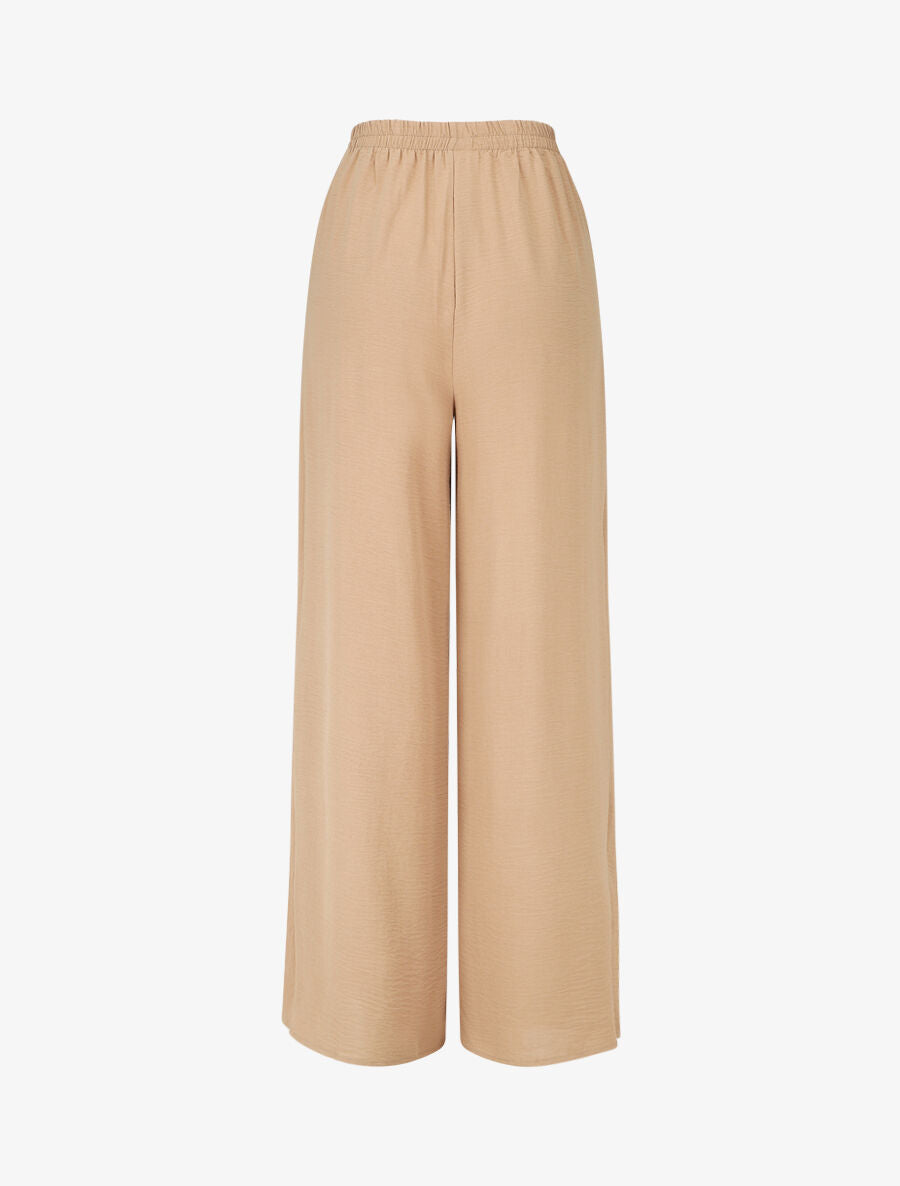 Pantalon coupe droite à pans superposés - Camel - 2