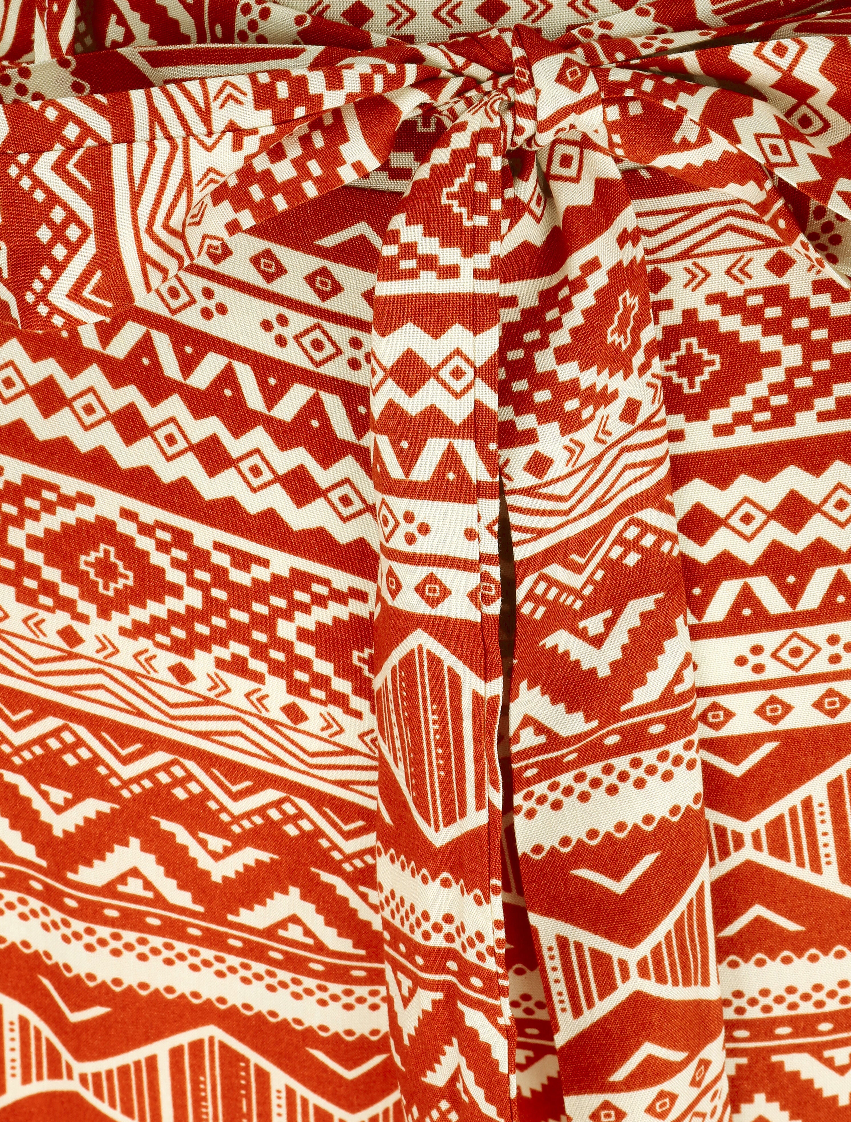 Pantalon fluide élastiqué imprimé aztèque - Terre de sienne - 3