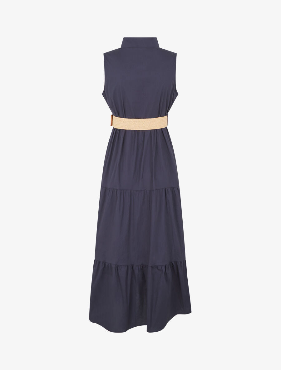 Robe longue unie sans manches - Marine - 2