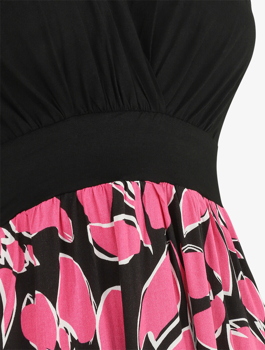 Robe longue à imprimé fantaisie - Rose - 3