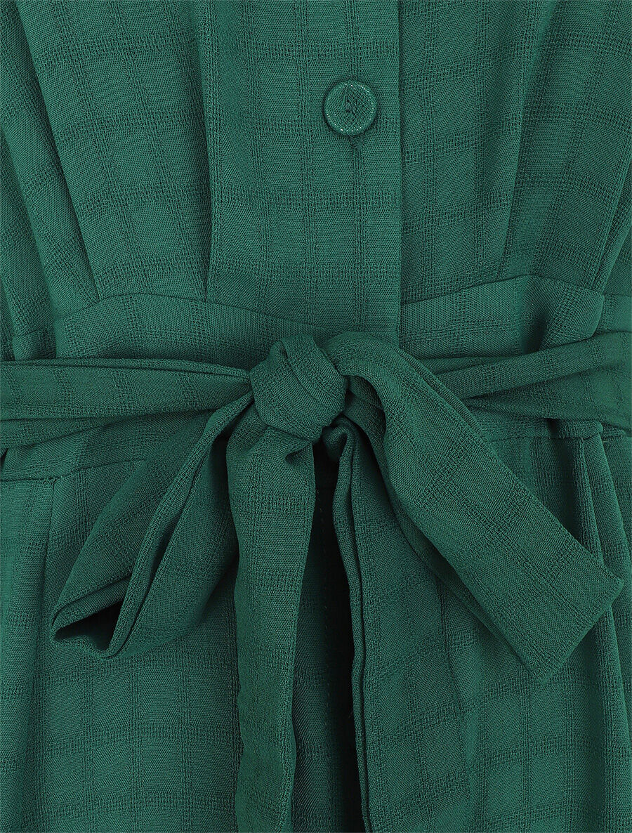 Robe longue évasée manches courtes - Vert - 3