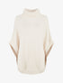 Poncho ample col roulé maille fantaisie - Crème - 5