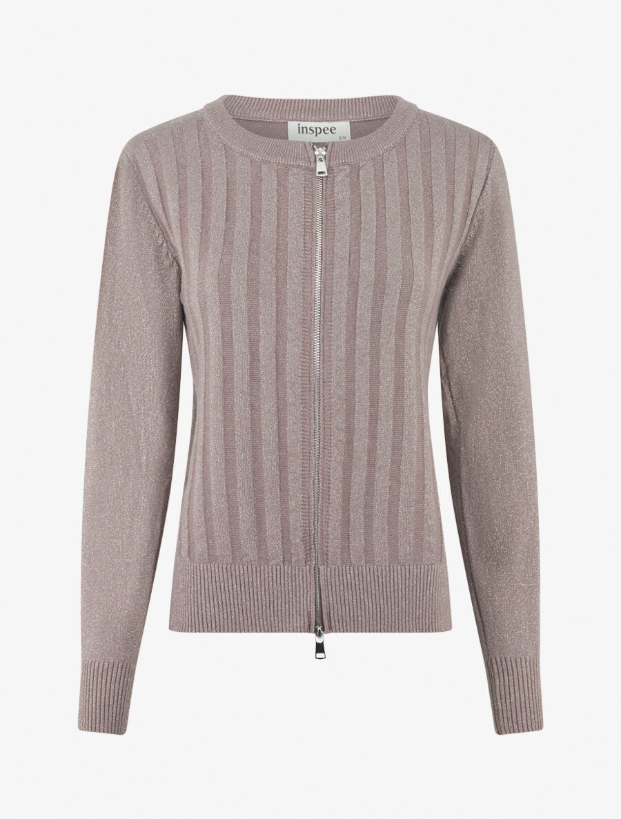 Gilet irisé coupe droite à zip - Taupe - 1