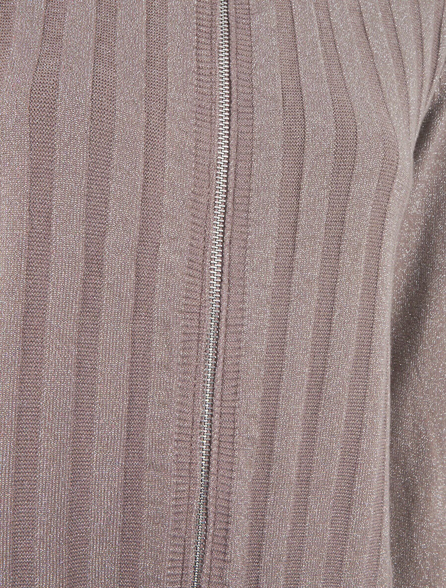 Gilet irisé coupe droite à zip - Taupe - 3