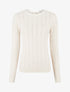 Pull droit en maille tressée et noeud au dos - Crème - 5