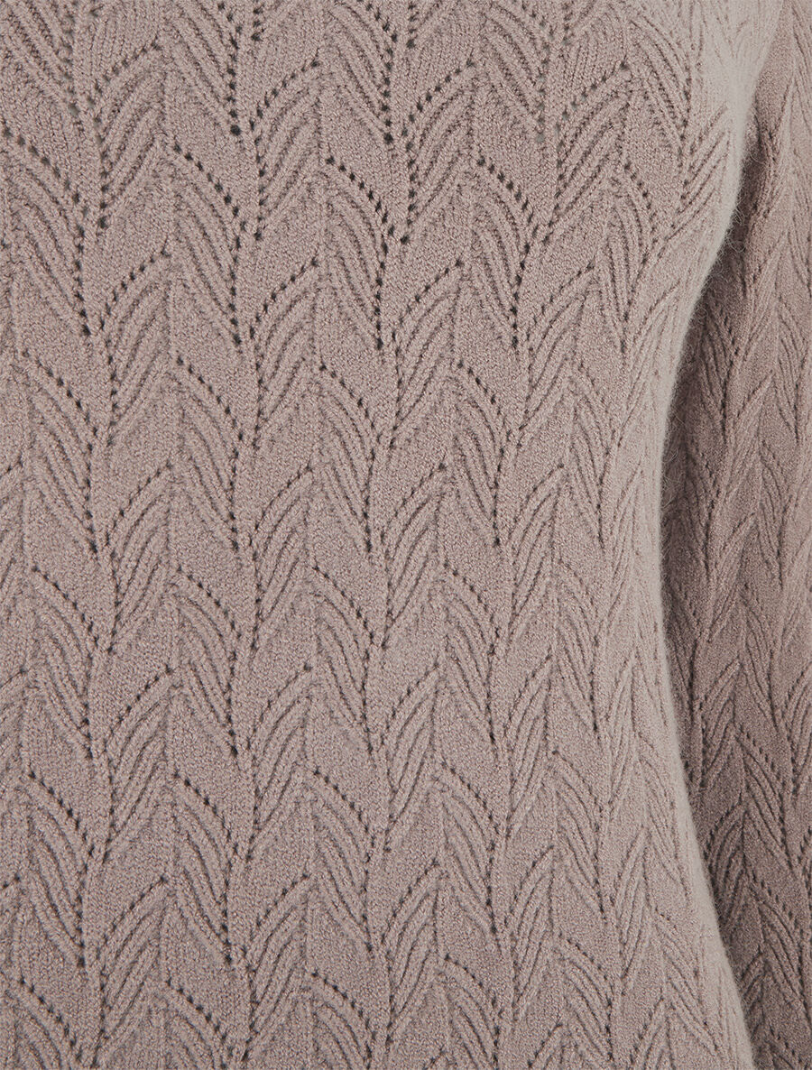 Pull droit en maille tressée et noeud au dos - Taupe - 3