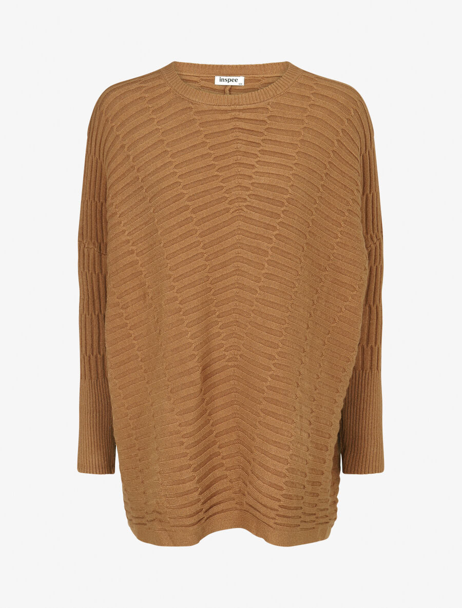 Pull uni à manches longues chauves-souris - Camel - 4