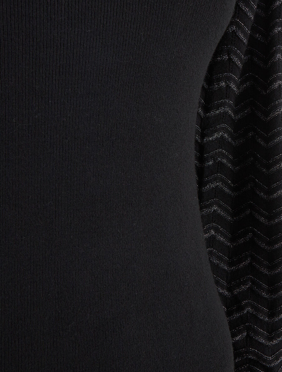 Pull à manches longues à motif zigzag irisé - Noir - 3