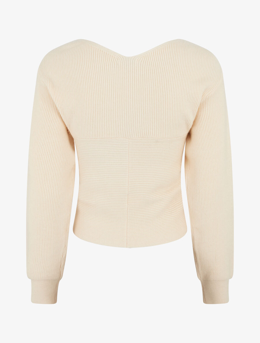 Pull cache-coeur et bas asymétrique - Beige - 2