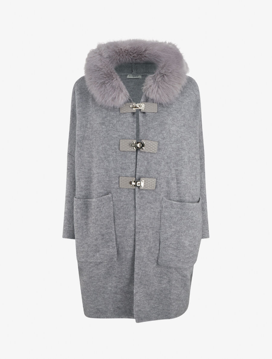 Gilet long uni à boutons à bascule - Gris - 5