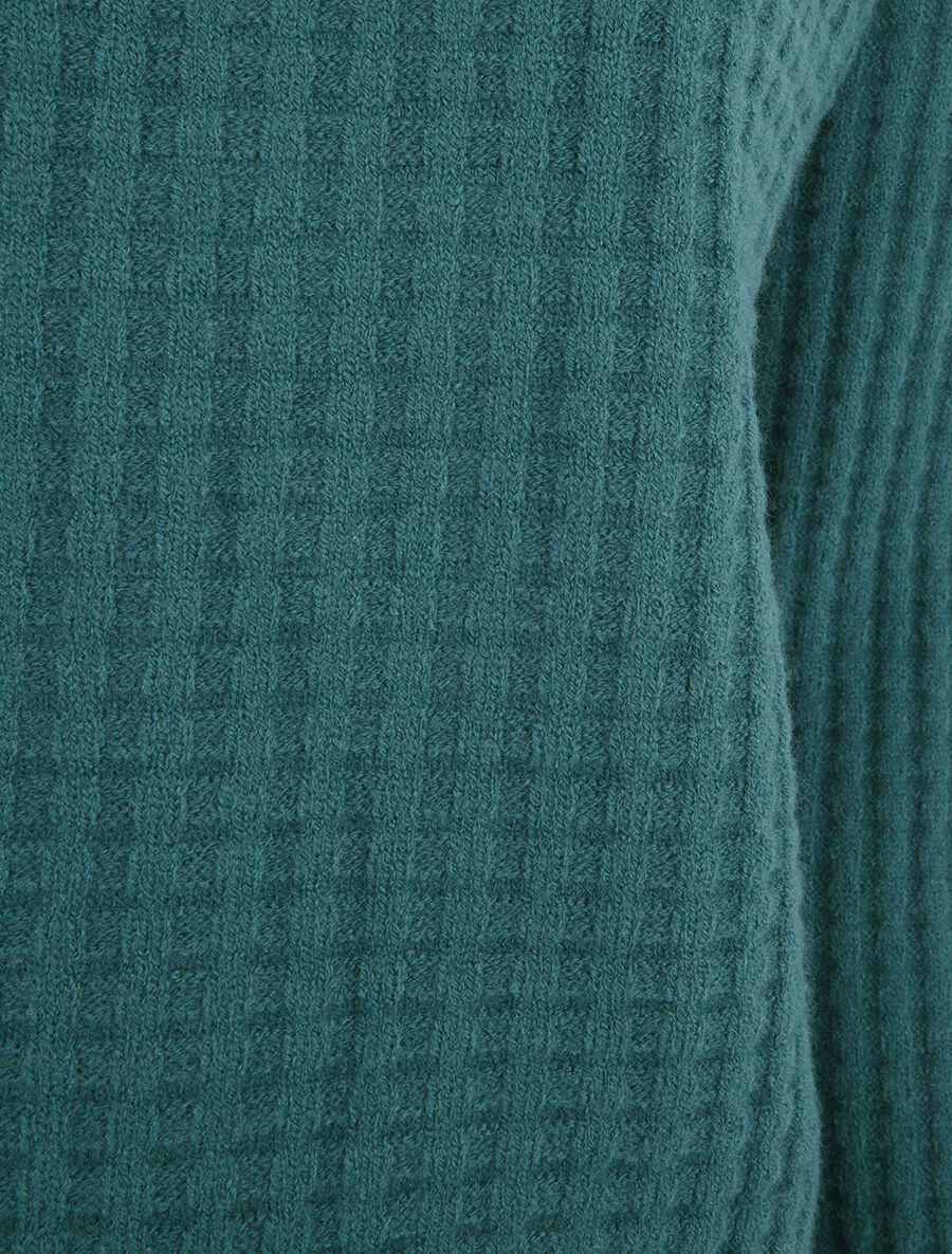 Pull uni à bords côtelés - Bleu canard - 3