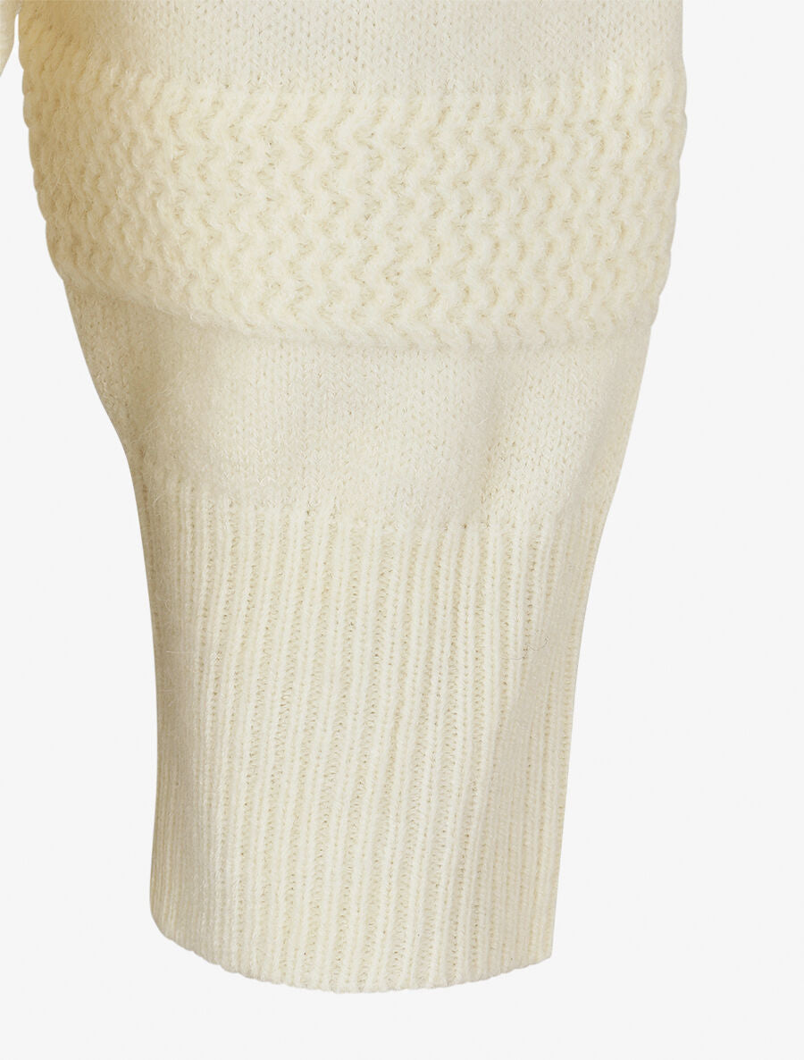 Pull uni à boutons décoratifs au dos - Crème - 3