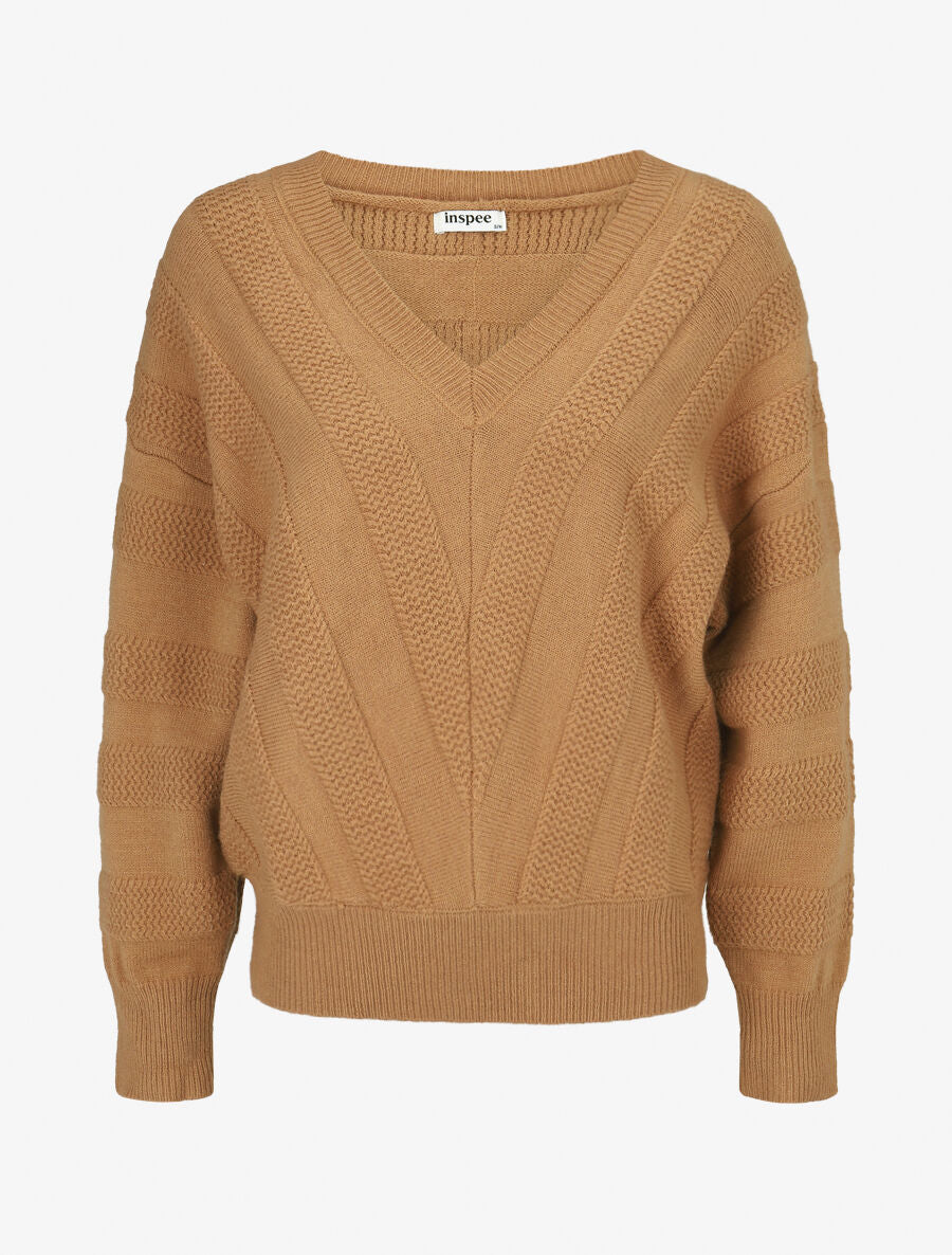 Pull uni à boutons décoratifs au dos - Camel - 5
