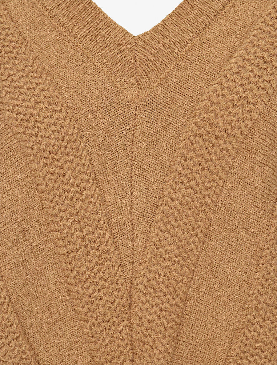 Pull uni à boutons décoratifs au dos - Camel - 3