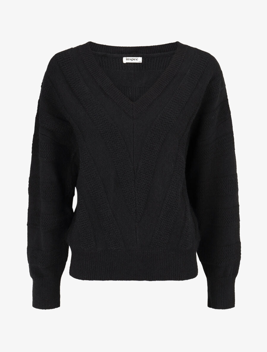 Pull uni à boutons décoratifs au dos - Noir - 1