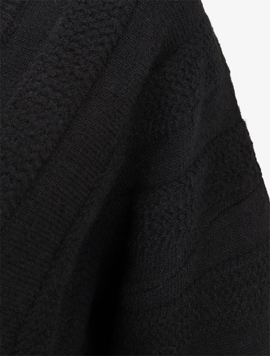 Pull uni à boutons décoratifs au dos - Noir - 3