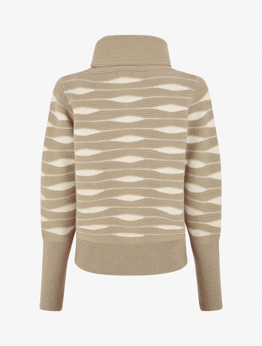 Pull droit col roulé en jacquard graphique - Taupe - 2