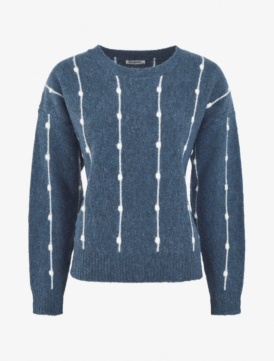 Pull droit à rayures fantaisies - Bleu - 1