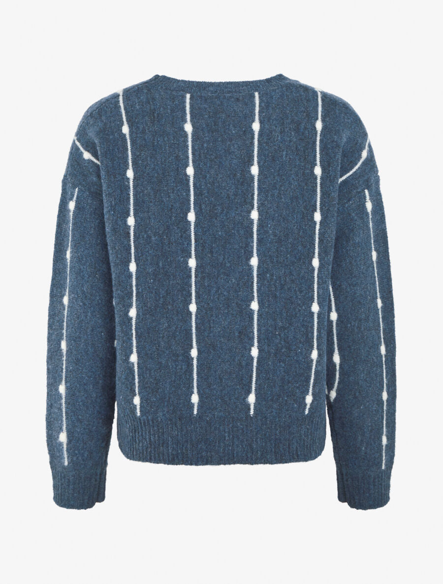 Pull droit à rayures fantaisies - Bleu - 2