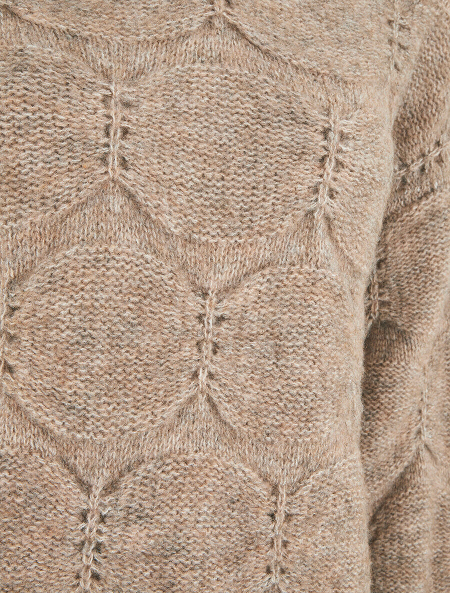 Pull droit en maille graphique - Taupe - 3