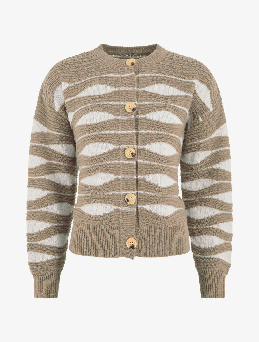 Gilet en maille motif zigzag - Taupe/beige - 4