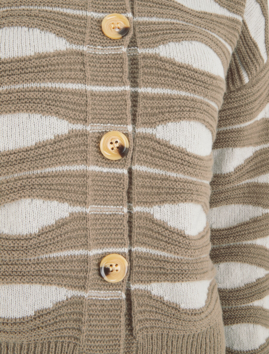 Gilet en maille motif zigzag - Taupe/beige - 3