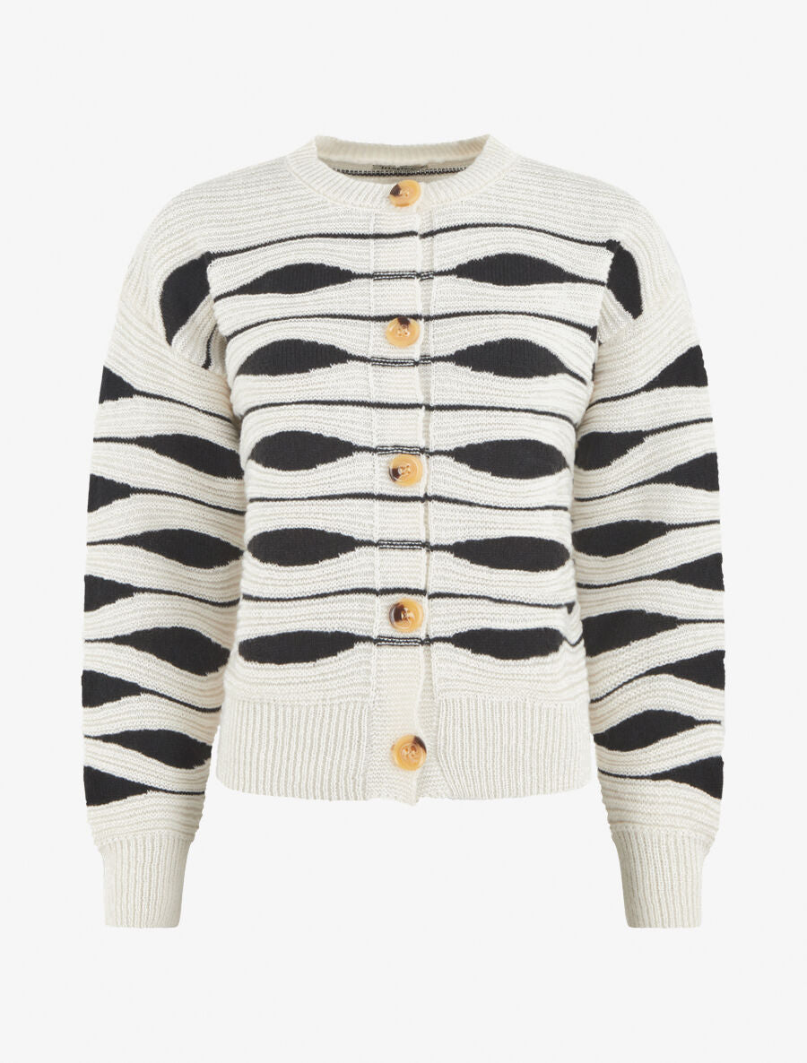 Gilet en maille motif zigzag - Noir/blanc - 4